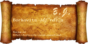 Borkovits Jónás névjegykártya